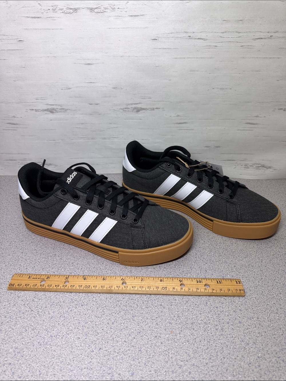 adidas Black & White Low-Top Sneakers with Gum Sole